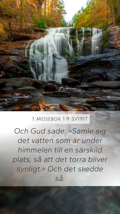 1 Mosebok 1:9 SV1917 Bible Verse Image