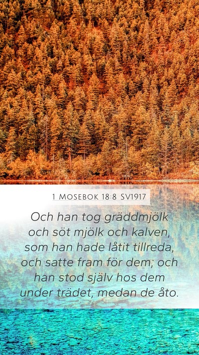 1 Mosebok 18:8 SV1917 Mobile Phone Wallpaper - Och han tog gräddmjölk och söt mjölk och - Mobile Bible Verse Wallpaper