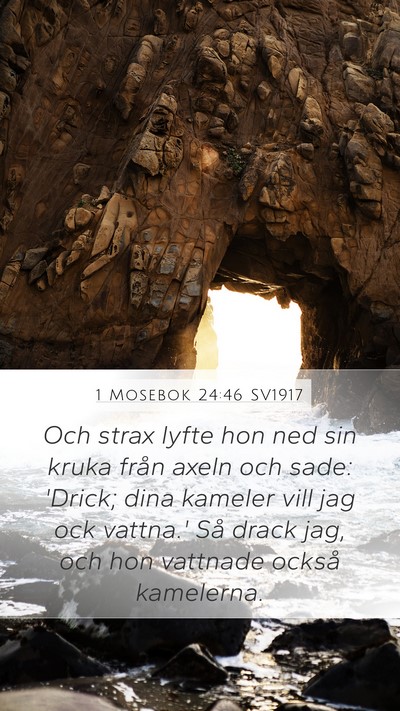 1 Mosebok 24:46 SV1917 Mobile Phone Wallpaper - Och strax lyfte hon ned sin kruka från axeln och - Mobile Bible Verse Wallpaper