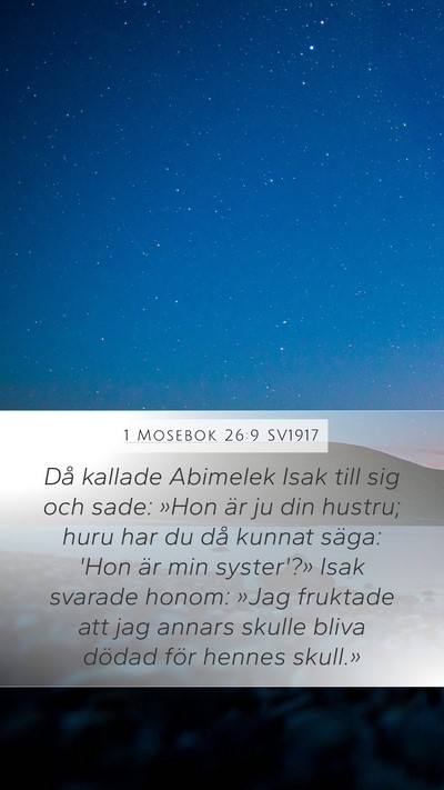1 Mosebok 26:9 SV1917 Mobile Phone Wallpaper - Då kallade Abimelek Isak till sig och sade: - Mobile Bible Verse Wallpaper