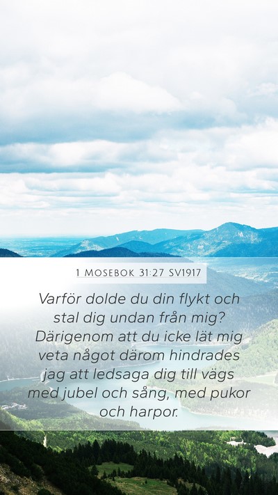 1 Mosebok 31:27 SV1917 Bible Verse Image