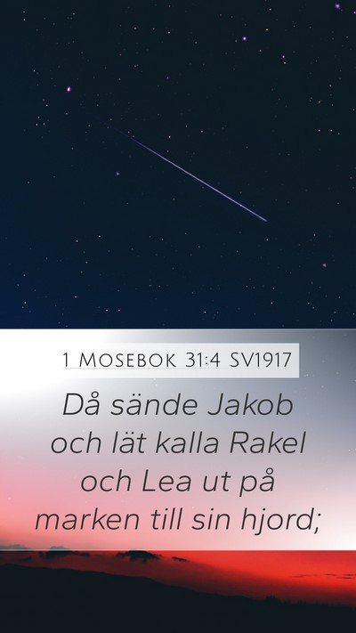1 Mosebok 31:4 SV1917 Mobile Phone Wallpaper - Då sände Jakob och lät kalla Rakel och Lea ut - Mobile Bible Verse Wallpaper