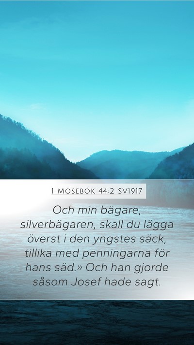 1 Mosebok 44:2 SV1917 Mobile Phone Wallpaper - Och min bägare, silverbägaren, skall du lägga - Mobile Bible Verse Wallpaper
