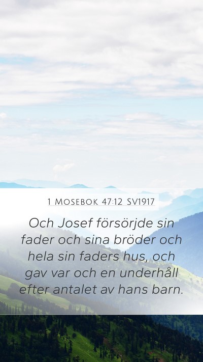 1 Mosebok 47:12 SV1917 Bible Verse Image