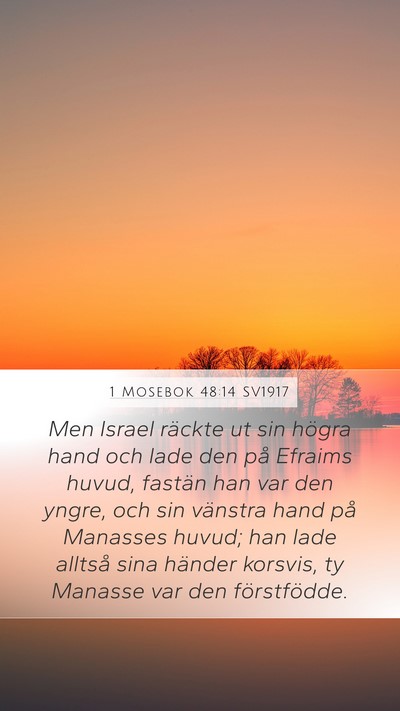 1 Mosebok 48:14 SV1917 Bible Verse Image