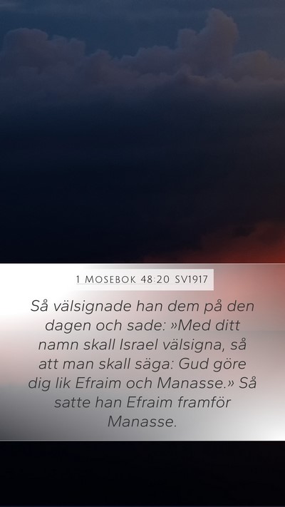 1 Mosebok 48:20 SV1917 Mobile Phone Wallpaper - Så välsignade han dem på den dagen och sade: - Mobile Bible Verse Wallpaper
