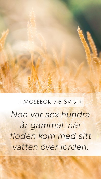 1 Mosebok 7:6 SV1917 Mobile Phone Wallpaper - Noa var sex hundra år gammal, när floden kom - Mobile Bible Verse Wallpaper