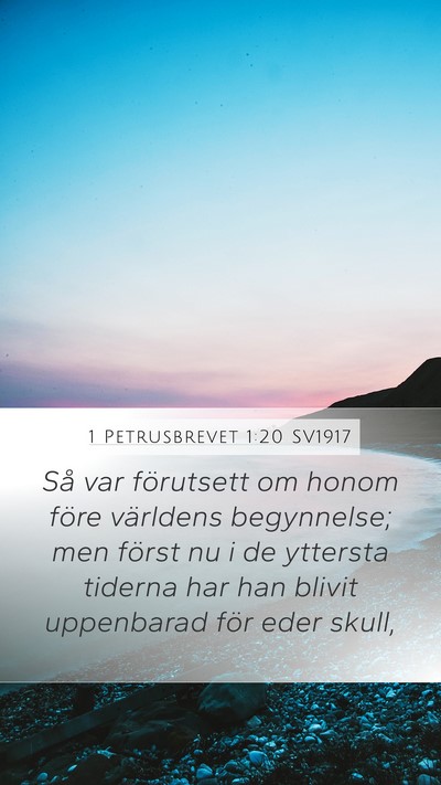 1 Petrusbrevet 1:20 SV1917 Bible Verse Image