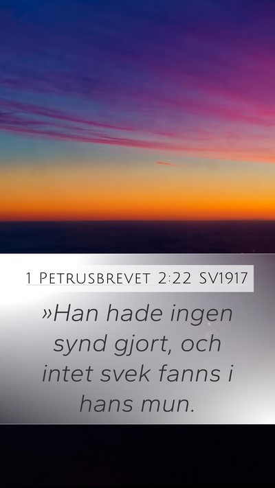1 Petrusbrevet 2:22 SV1917 Bible Verse Image