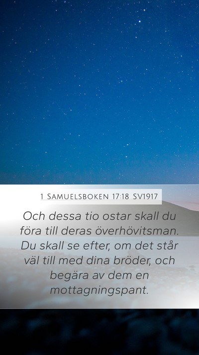 1 Samuelsboken 17:18 SV1917 Bible Verse Image