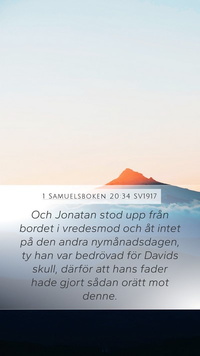 1 Samuelsboken 20:34 SV1917 Mobile Phone Wallpaper - Och Jonatan stod upp från bordet i vredesmod och - Mobile Bible Verse Wallpaper