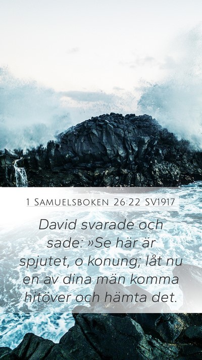 1 Samuelsboken 26:22 SV1917 Mobile Phone Wallpaper - David svarade och sade: »Se här är spjutet, o - Mobile Bible Verse Wallpaper