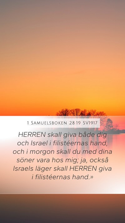 1 Samuelsboken 28:19 SV1917 Bible Verse Image
