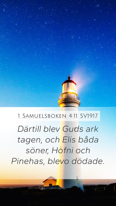 1 Samuelsboken 4:11 SV1917 Bible Verse Image