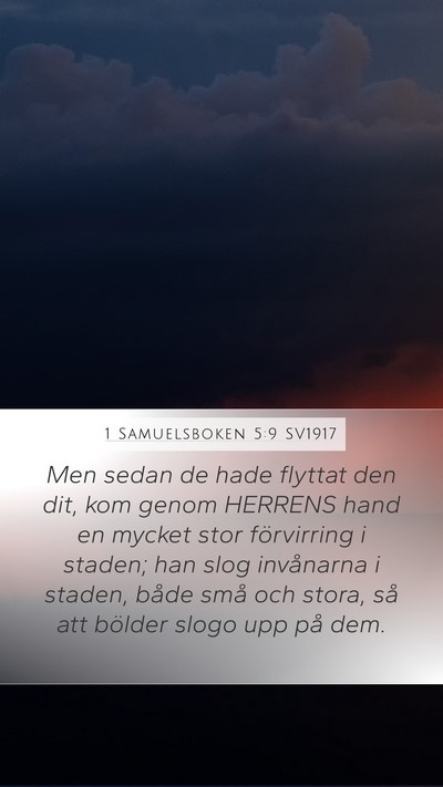 1 Samuelsboken 5:9 SV1917 Bible Verse Image