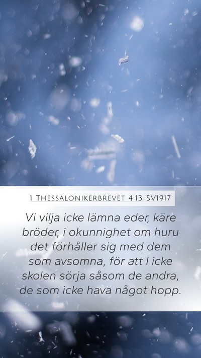 1 Thessalonikerbrevet 4:13 SV1917 Bible Verse Image