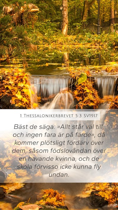 1 Thessalonikerbrevet 5:3 SV1917 Bible Verse Image
