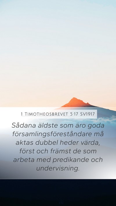 1 Timotheosbrevet 5:17 SV1917 Bible Verse Image