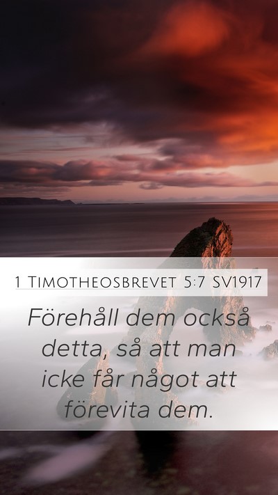 1 Timotheosbrevet 5:7 SV1917 Bible Verse Image