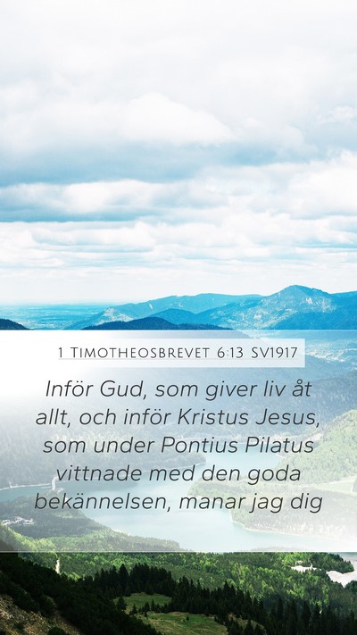 1 Timotheosbrevet 6:13 SV1917 Bible Verse Image