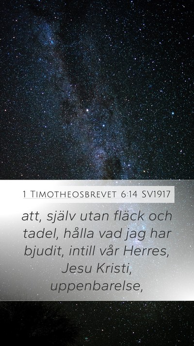 1 Timotheosbrevet 6:14 SV1917 Mobile Phone Wallpaper - att, själv utan fläck och tadel, hålla vad jag - Mobile Bible Verse Wallpaper