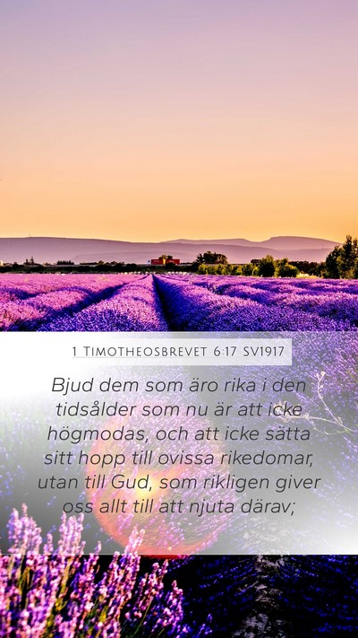 1 Timotheosbrevet 6:17 SV1917 Bible Verse Image