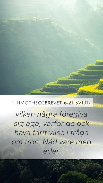 1 Timotheosbrevet 6:21 SV1917 Bible Verse Image