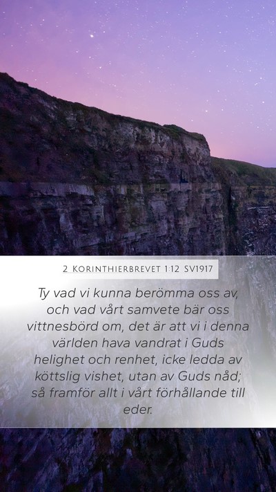 2 Korinthierbrevet 1:12 SV1917 Bible Verse Image