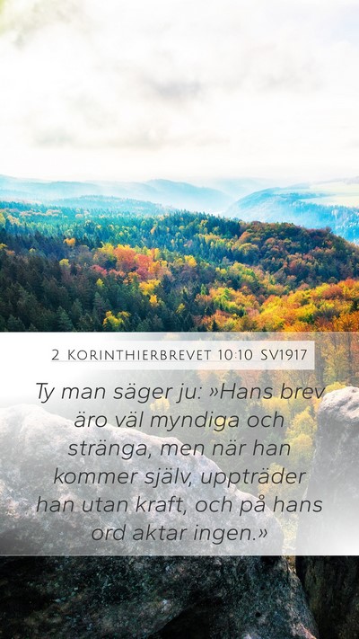 2 Korinthierbrevet 10:10 SV1917 Bible Verse Image