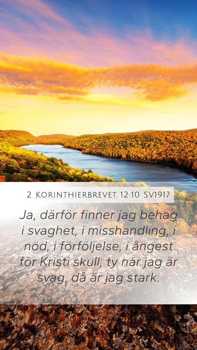 2 Korinthierbrevet 12:10 SV1917 Bible Verse Image