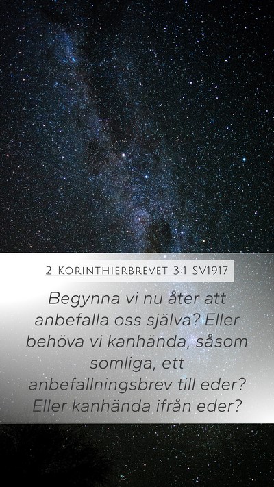 2 Korinthierbrevet 3:1 SV1917 Bible Verse Image