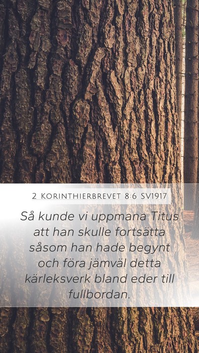 2 Korinthierbrevet 8:6 SV1917 Bible Verse Image