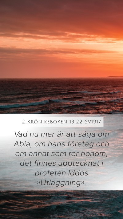 2 Krönikeboken 13:22 SV1917 Bible Verse Image
