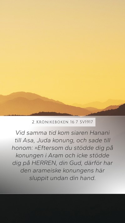 2 Krönikeboken 16:7 SV1917 Bible Verse Image