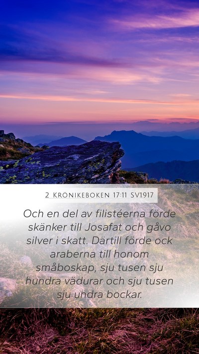 2 Krönikeboken 17:11 SV1917 Bible Verse Image