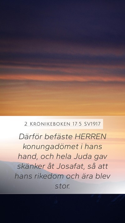 2 Krönikeboken 17:5 SV1917 Bible Verse Image