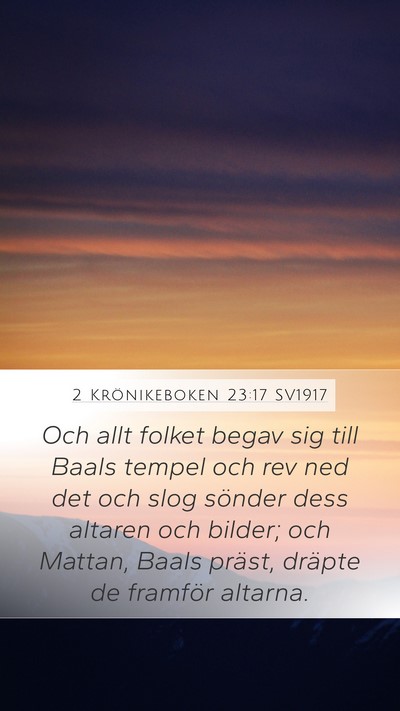 2 Krönikeboken 23:17 SV1917 Bible Verse Image