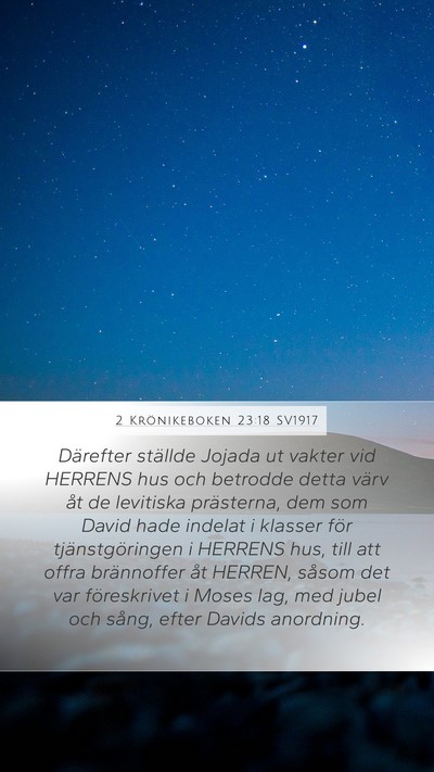 2 Krönikeboken 23:18 SV1917 Bible Verse Image