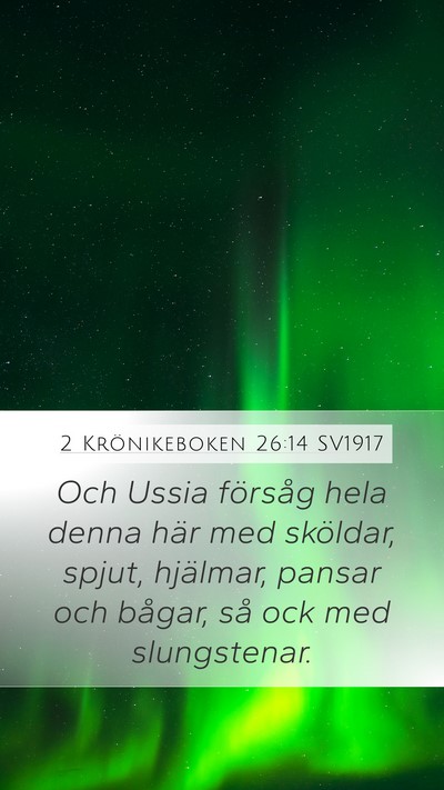 2 Krönikeboken 26:14 SV1917 Bible Verse Image
