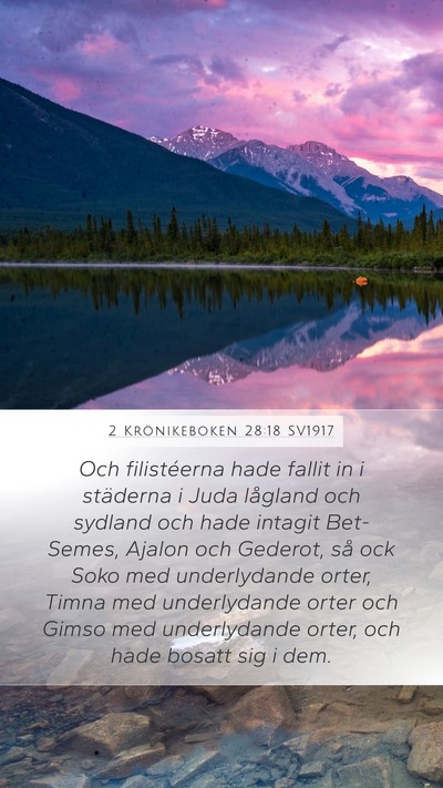 2 Krönikeboken 28:18 SV1917 Bible Verse Image