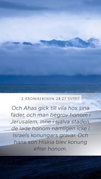 2 Krönikeboken 28:27 SV1917 Bible Verse Image