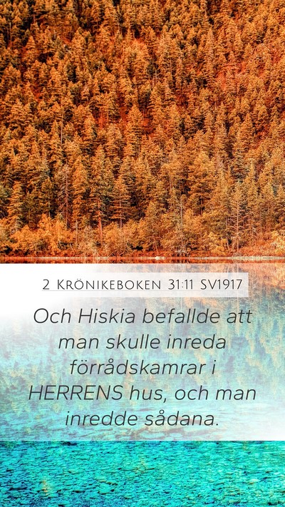 2 Krönikeboken 31:11 SV1917 Bible Verse Image