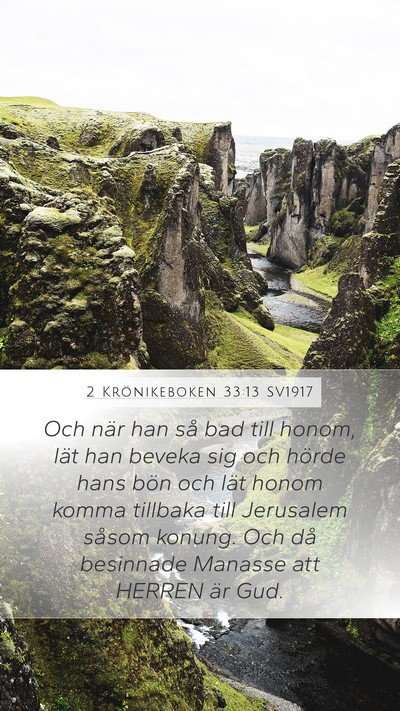 2 Krönikeboken 33:13 SV1917 Bible Verse Image