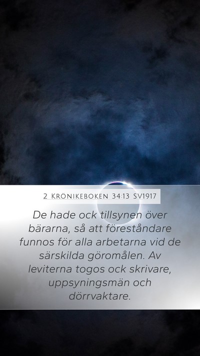 2 Krönikeboken 34:13 SV1917 Bible Verse Image