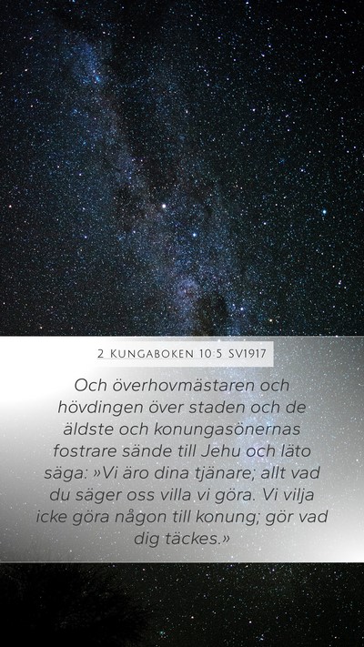 2 Kungaboken 10:5 SV1917 Bible Verse Image
