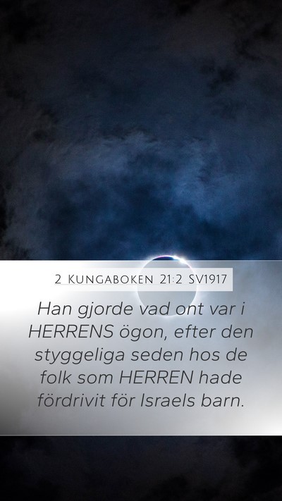2 Kungaboken 21:2 SV1917 Bible Verse Image