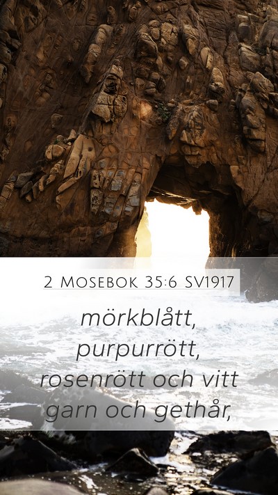 2 Mosebok 35:6 SV1917 Mobile Phone Wallpaper - mörkblått, purpurrött, rosenrött och vitt - Mobile Bible Verse Wallpaper