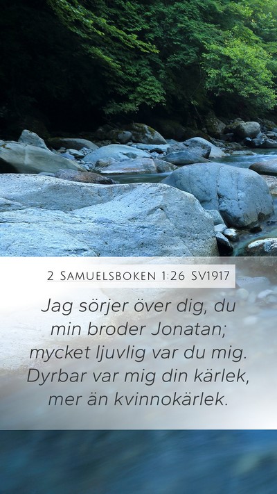 2 Samuelsboken 1:26 SV1917 Bible Verse Image