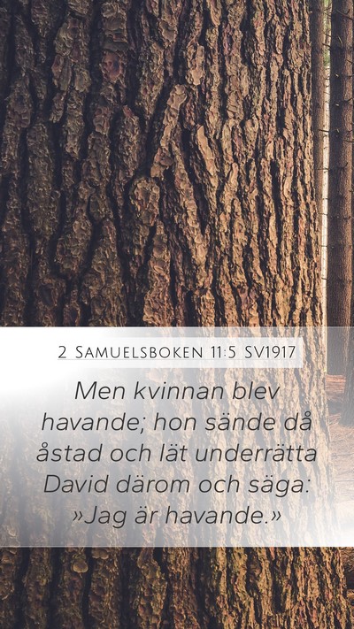 2 Samuelsboken 11:5 SV1917 Mobile Phone Wallpaper - Men kvinnan blev havande; hon sände då åstad - Mobile Bible Verse Wallpaper
