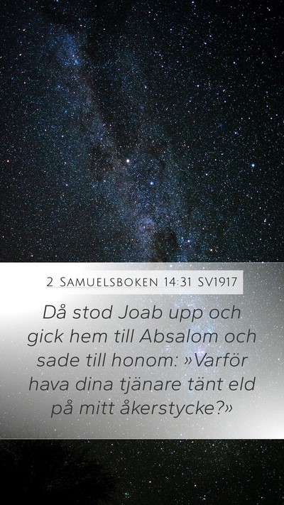 2 Samuelsboken 14:31 SV1917 Mobile Phone Wallpaper - Då stod Joab upp och gick hem till Absalom och - Mobile Bible Verse Wallpaper